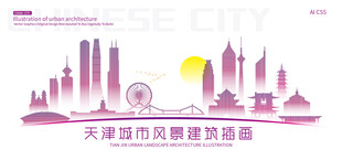 天津城市建筑插画