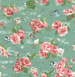 清新粉色花卉复古风图案