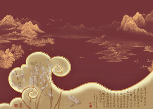 宋氏美学线描山水形象墙