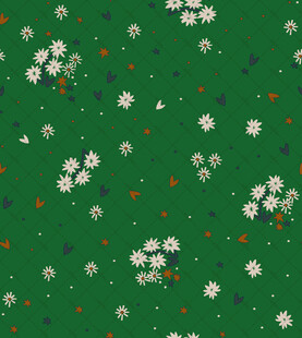 绿色底白色小花图案背景