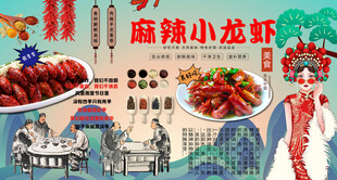 麻辣小龙虾背景墙