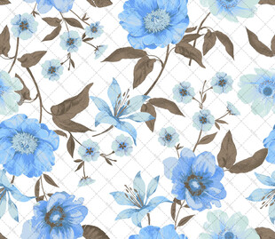 蓝白花卉图案背景纹理