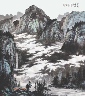 国画水墨山水间的悠然景致