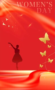 妇女节优雅女性剪影画面