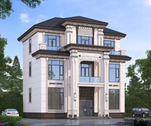 农村三层中式别墅外观设计图效果