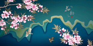 春日山水间的烂漫花枝