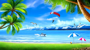 海滩风景画