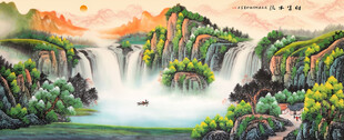 壮丽山水瀑布景观图
