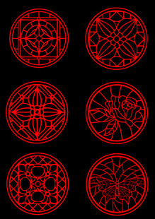 红色中式传统圆形花纹图案