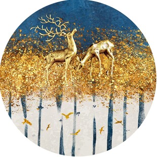 圆形麋鹿装饰画