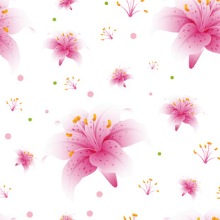 粉色百合花无缝花卉图案