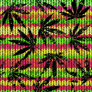 彩色大麻叶图案纹理
