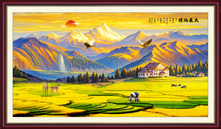 油画乡村田园风景素材-油画乡村田园风景图片-油画乡村田园风景设计模板