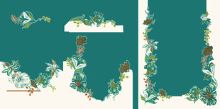 花卉装饰的字母图案设计