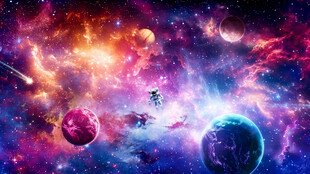 璀璨星空太空宇航员星球宇宙背景