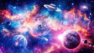 绚丽宇宙星空宇航员星球太空背景