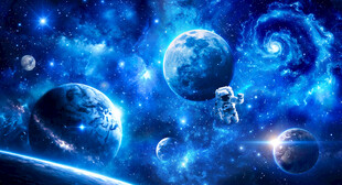 蓝色宇宙黑洞太空宇航员星球背景