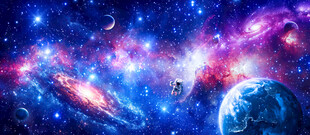宇宙漩涡太空宇航员银河星空背景