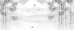 水墨竹叶背景墙