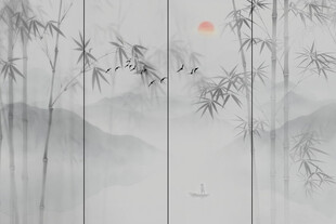 国画水墨竹子 竹影背景墙