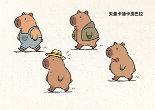 矢量卡皮巴拉卡通图案