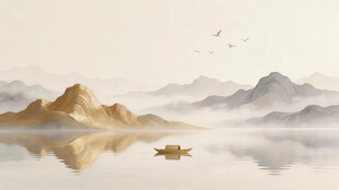 金色山水画背景
