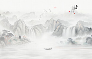 源远流长新中式古风山水画