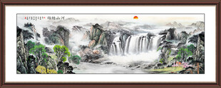 八方聚财山水画 中堂风水画