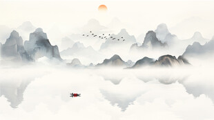 源远流长新中式古风山水画