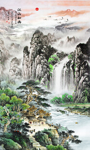 迎客松山水画壁画