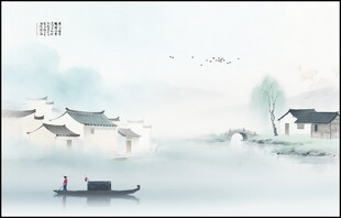 古诗配画江南