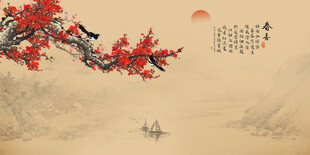国画梅花背景图