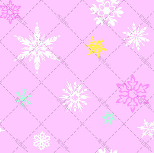 粉色背景多彩雪花图案