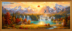聚宝盆山水油画