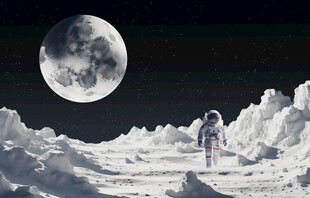 黑色星空月球宇航员壁画