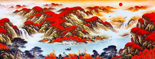 鸿运当头山水背景墙