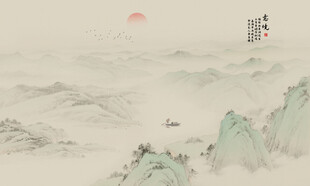 新中式国画山水电视背景墙
