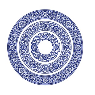 青花瓷蓝色中式无缝边框图案