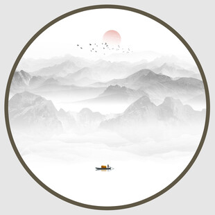 圆形山水画