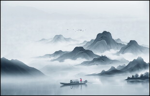 意境水墨山水画