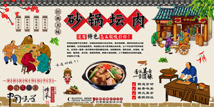 砂锅坛肉背景墙
