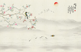 山水情背景墙