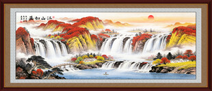流水生财山水画