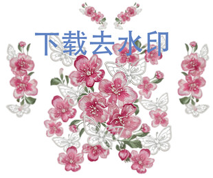 粉色花卉刺绣图案设计