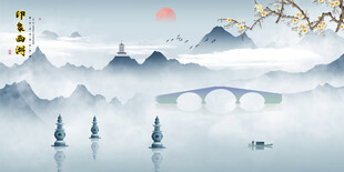 印象西湖山水画