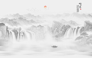 国画山水背景墙