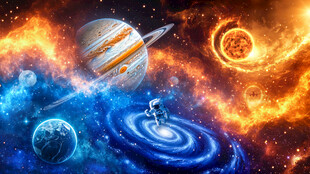 旋涡星河宇宙爆发太阳系星球背景