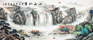 国画瀑布山水