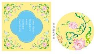 传统吉祥纹粉彩缠枝莲纹西番莲纹