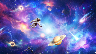 梦幻宇宙星空宇航员星球太空背景